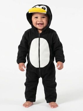 Cuddle Club Kids Penguin Hooded One Piece Jumpsuit Sz 4T Bunting